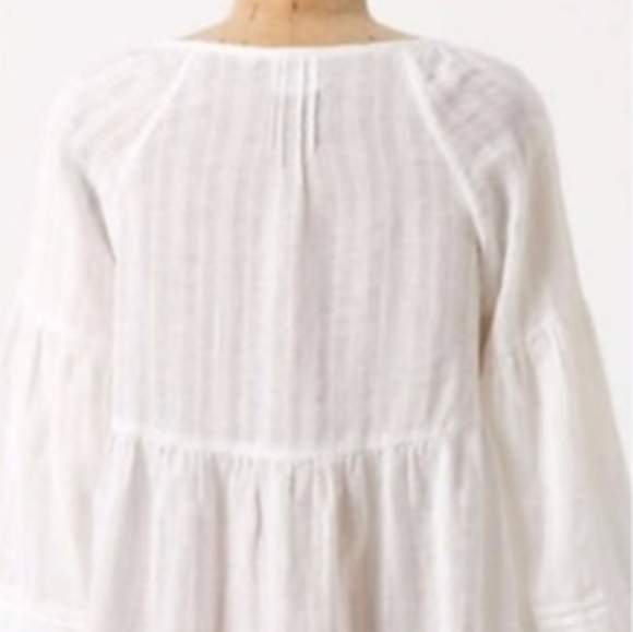 Lilka ANTHROPOLOGIE Ivory Linen Peasant Blouse S - Picture 4 of 6